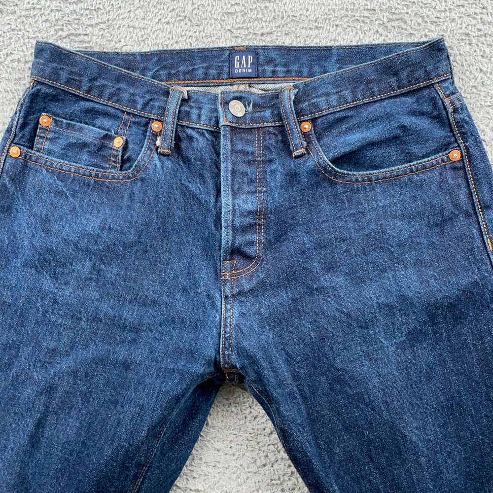 Gap Jeans Mens 30x32 Slim Blue Selvedge Denim Dark Wash Casual Pants Classic